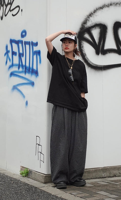 チェックボリュームラフパンツ